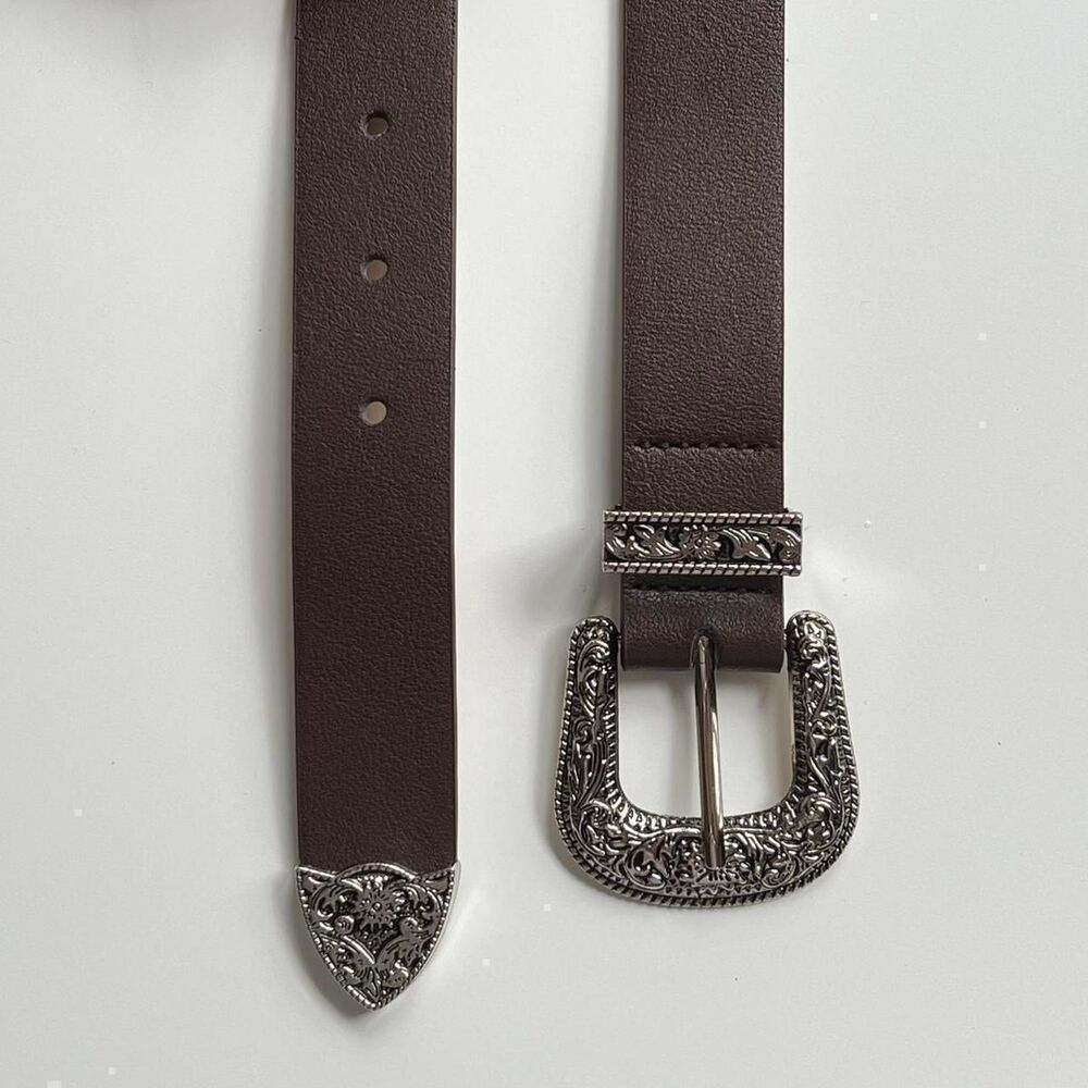 Unbranded Men's Brown and Silver Belt